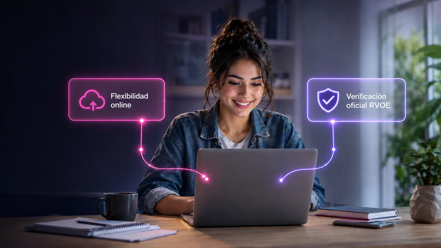 Estudiante revisando el RVOE de una universidad online con validez SEP en México