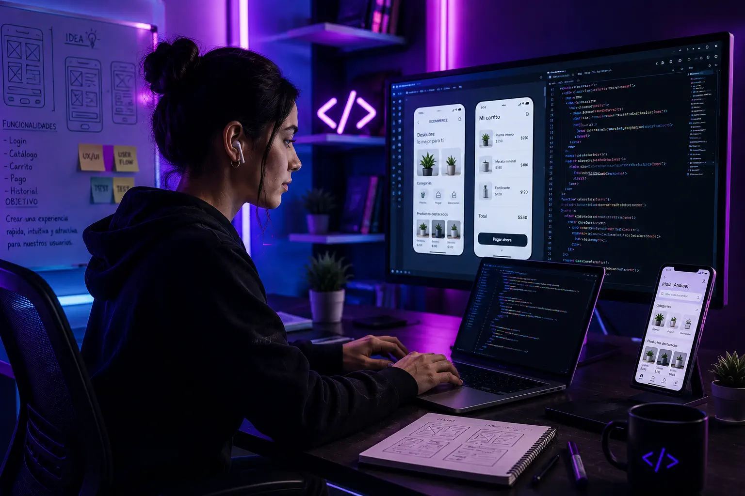 Estudiante trabajando en proyectos tecnológicos